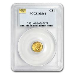 $1 Liberty Head Gold Type 1 MS-64 NGC/PCGS