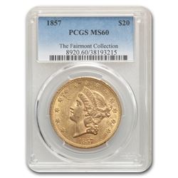 1857 $20 Liberty Gold Double Eagle MS-60 PCGS