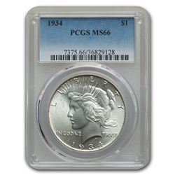 1934 Peace Dollar MS-66 PCGS