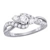 Image 1 : 14kt White Gold Round Diamond Solitaire Promise Bridal Ring 1/10 Cttw