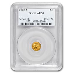 1915-S $5 Indian Gold Half Eagle AU-50 PCGS