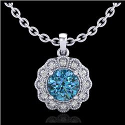 2.11 ctw Intense Blue Diamond Stud Earrings 10K White Gold