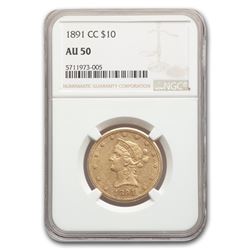 1891-CC $10 Liberty Gold Eagle AU-50 NGC