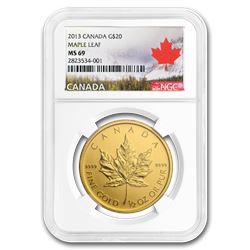 2013 Canada $20 1/2 oz Gold Maple Leaf MS-69 NGC