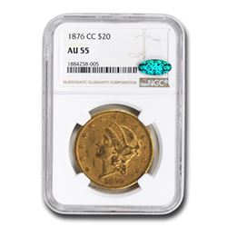 1876-CC $20 Liberty Gold Double Eagle AU-55 NGC CAC