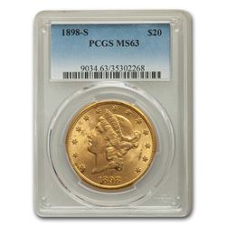 1898-S $20 Liberty Gold Double Eagle MS-63 PCGS