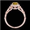 Image 2 : 1.50 ctw Intense Blue Diamond Art Deco 3 Stone Ring 18K Rose Gold
