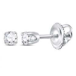 10k Yellow Gold Blue Color Enhanced Round Cluster Diamond Screwback Stud Earrings 1/3 Cttw