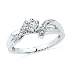 10kt White Gold Round Diamond Simple Lucky Horseshoe Ring 1/20 Cttw