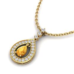 1 ctw Citrine & VS/SI Diamond Necklace Halo 14K Rose Gold