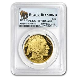 2008-W 1 oz Proof Gold Buffalo PR-70 PCGS (Black Diamond)