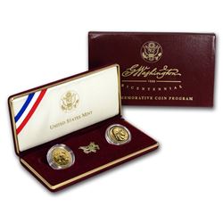 1999-W 2-Coin Commem George Washington Set BU & Prf (w/Box & COA)
