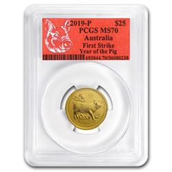2019 Australia 1/4 oz Gold Lunar Pig MS-70 PCGS (FS\, Red Label)