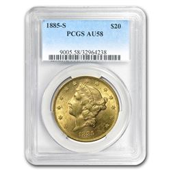 1885-S $20 Liberty Gold Double Eagle AU-58 PCGS