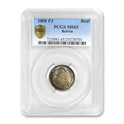 1808-PTS PJ Bolivia Silver 1 Real MS-65 PCGS