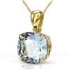 Image 1 : 6 ctw Cushion Cut Emerald Solitaire Necklace 18K Yellow Gold