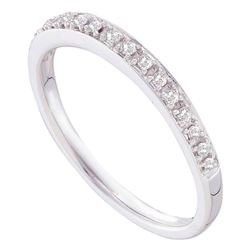 10kt White Gold Round Diamond Striped Openwork Band Ring 1/20 Cttw
