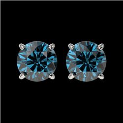 1.55 ctw SI Fancy Blue Diamond Halo Ring 10K Rose Gold