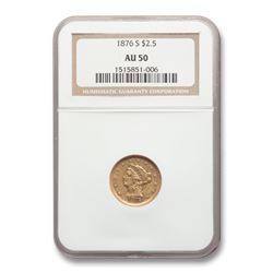 1876-S $2.50 Liberty Gold Quarter Eagle AU-50 NGC