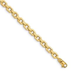 14k Yellow Gold Gold Textured Fancy Link Bracelet - 7.5 in.