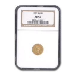 1856-S $1 Indian Head Gold AU-58 NGC