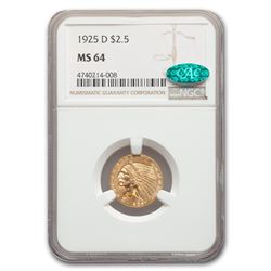 1925-D $2.50 Indian Gold Quarter Eagle MS-64 NGC CAC