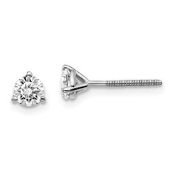 14k White Gold 1/2ct Cert. Lab Grown Diamond 3-Prong Earring