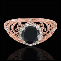 0.81 ctw VS/SI Diamond Solitaire Art Deco Ring 18K Rose Gold