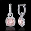Image 2 : 12.1 ctw Morganite & Diamond Earrings 14K Rose Gold