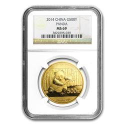 2014 China 1 oz Gold Panda MS-69 NGC