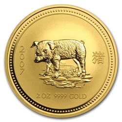 2007 Australia 2 oz Gold Lunar Pig BU (Series I)