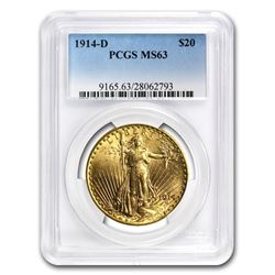 1914-D $20 Saint-Gaudens Gold Double Eagle MS-63 PCGS