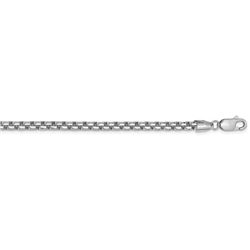 14k White Gold 3.6 mm Hollow Round Box Chain - 20 in.