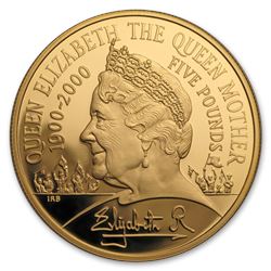 2000 Great Britain Gold £5 The Queen Mother Proof (w/Box & COA)