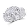 Image 1 : 14kt White Gold Round Diamond Heart Pendant 7/8 Cttw