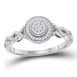 10kt White Gold Round Diamond Letter A Pendant 1/5 Cttw