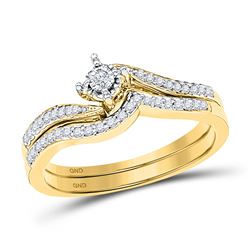10kt Yellow Gold Princess Blue Sapphire Diamond Alternating Stackable Band Ring 3/8 Cttw