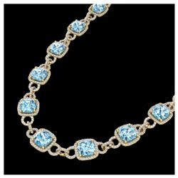 66 ctw Green Tourmaline & VS/SI Diamond Necklace 14K White Gold