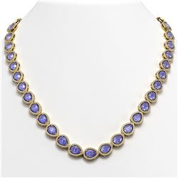 60.49 ctw Tourmaline & Diamond Halo Necklace 10K White Gold