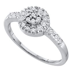 10kt White Gold Round Black Color Enhanced Diamond Cluster Ring 1/2 Cttw