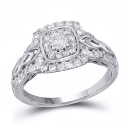 14kt White Gold Round Diamond Bridal Wedding Engagement Ring Band Set 1-1/2 Cttw