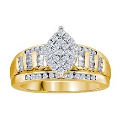 14kt Yellow Gold Round Diamond Cluster Bridal Wedding Engagement Ring 1/2 Cttw