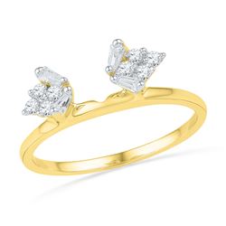 10kt Yellow Gold Mens Round Diamond Symmetrical Arched Square Cluster Ring 1/3 Cttw