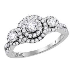 14kt White Gold Round Diamond Halo Bridal Wedding Engagement Ring Band Set 5/8 Cttw