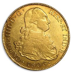 1806 PTS Bolivia Gold 8 Escudos Charles IIII XF