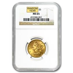 $5 Liberty Gold Half Eagle MS-65 NGC