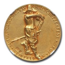 1948 Switzerland Gold Shooting Medal MS-67 NGC