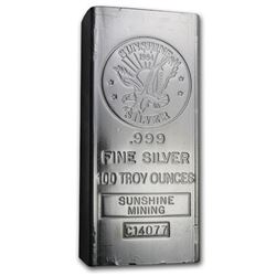100 oz Silver Bar - Sunshine (1984/Vintage/Struck)