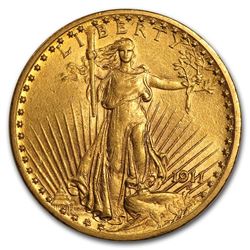 1911 $20 Saint-Gaudens Gold Double Eagle AU
