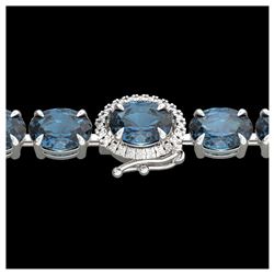 1.57 ctw Fancy Intense Blue Diamond Necklace 18K White Gold